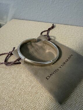 David Yurman Silver Cable-Detail Cuff Bracelet